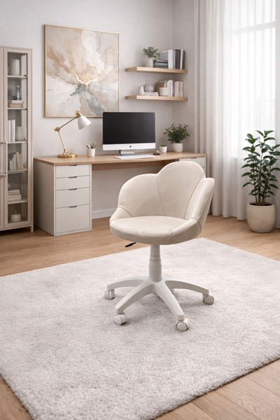 Empressco Papatya Beyaz Ayaklı Çalışma Sandalyesi Yetişin ve Çocuk Bilgisayar...