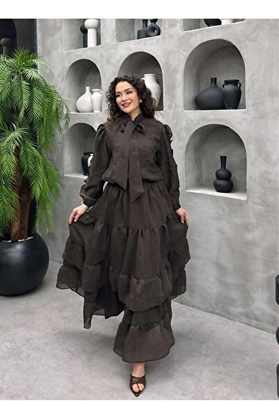Cardella Sahra Premium Voile Fabric Skirt and Blouse Double Set - Comfortable Fit, Stylish Design with Flowing Texture, Suitable for Hijab Wear