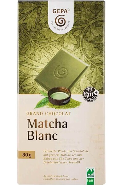 Gepa Βιολογική λευκή σοκολάτα Μάτσα Μπλανκ, 80γρ.
