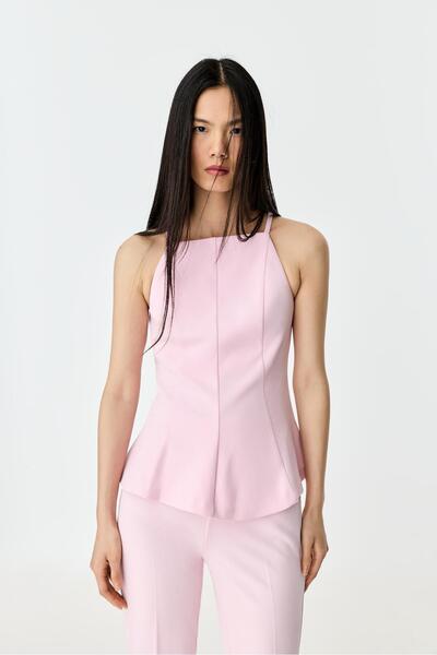 LEFTIES Halter peplum top