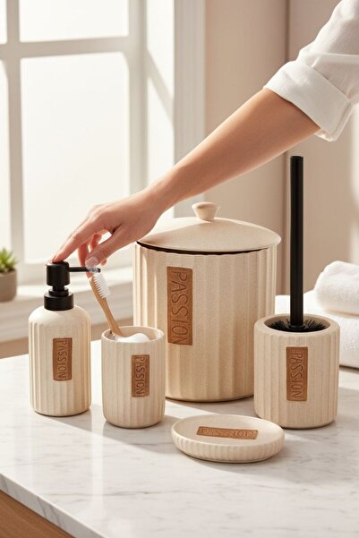 Onedekor Σετ μπάνιου 5 τεμαχίων Vilya Collection Lux Cream