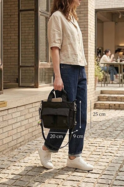 lumberjack Γυναικεία Μαύρη Τσάντα Χειρός και Ώμου 20x25x9 εκ.