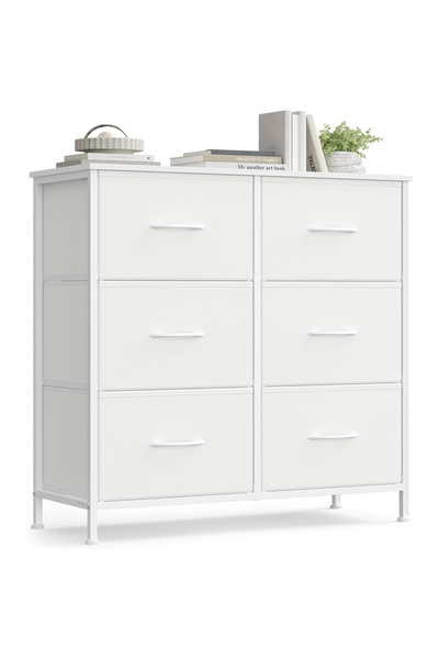 SONGMICS Εξάσυρτη υφασμάτινη συρταριέρα με μεταλλικό σκελετό και επιφάνεια MD...