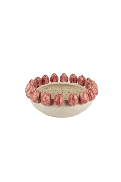 Mikasa Moor Cream Pink Tulip Embossed Decorative Bowl 34X13Cm