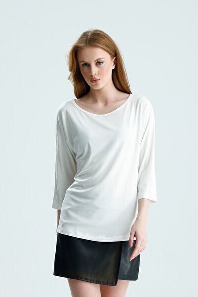 Madame QAN's Μπλούζα με φαρδύ γιακά και μανίκια τριών τετάρτων