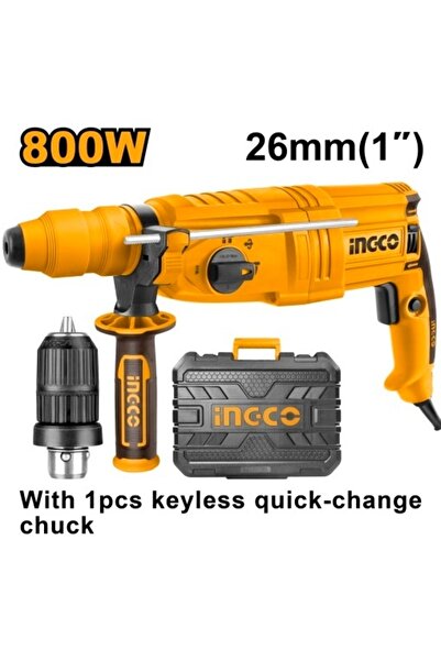 Ingco Ciocan rotopercutor SDS 800 W cu mandrină automată de 26 mm