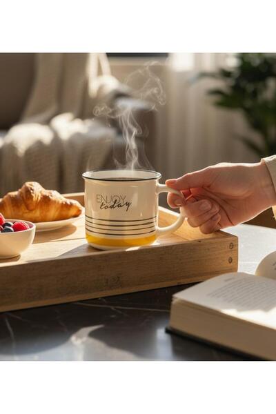 Onedekor Tekli Emay Yellow Porselen Kupa