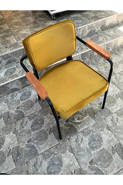 Empressco Cafe Sandalye Ahşap Kollu Sandalye Sarı Sandalye 1 adet