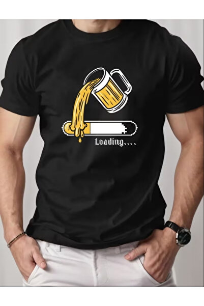 LİNA06 Men's t-shirt,Men'S Summer Casual Short-Sleeve T-Shirt with Beer Graphic