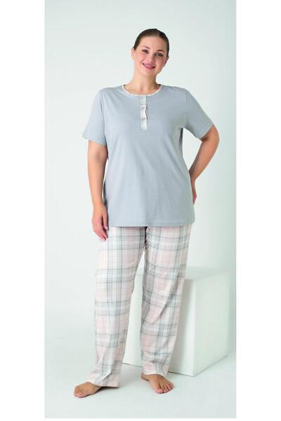 NightLove Women's Battal Combed Cotton Single Jersey Pajamas C840-929