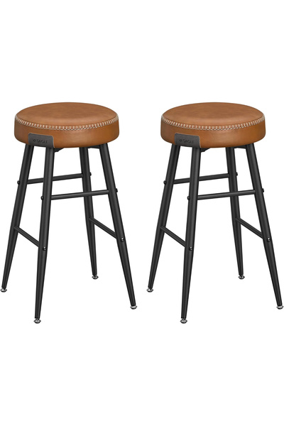 VASAGLE Σετ 2 σκαμπό μπαρ EKHO, Επένδυση από PU, Μεταλλικός σκελετός, 50x50x6...