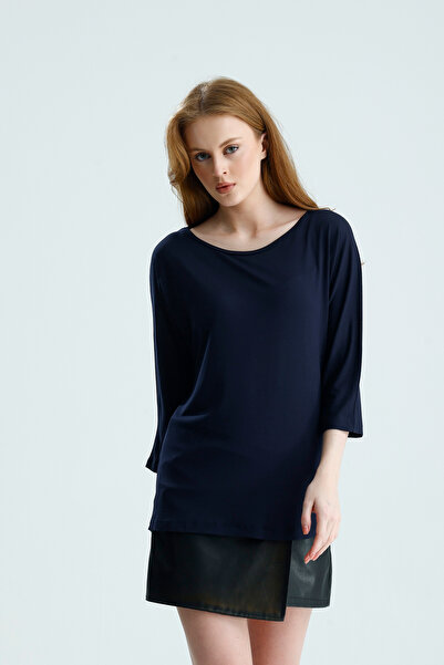 Madame QAN's Μπλούζα με φαρδύ γιακά και μανίκια τριών τετάρτων