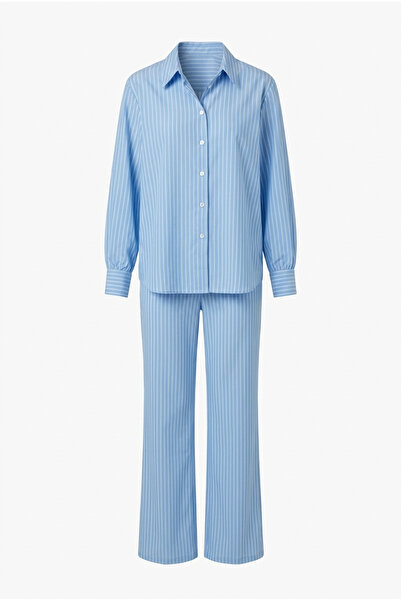HAZELANNA Σετ Πουκάμισο-Παντελόνι με Μπλε Ρίγες