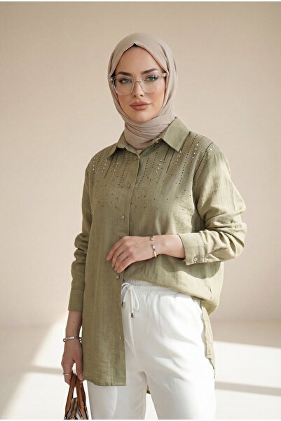 HİJABAYA Πουκάμισο Deep Voual με κουμπιά και πέτρινη λεπτομέρεια στον ώμο