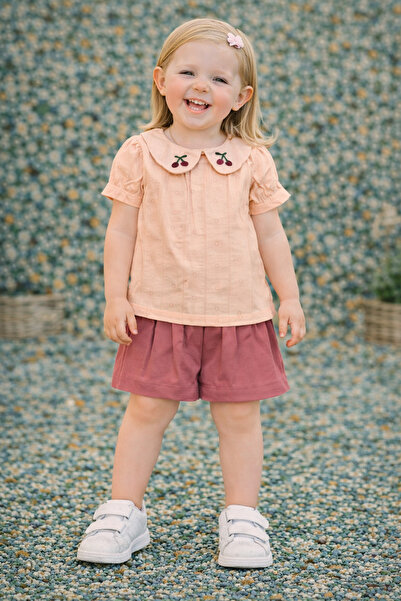 kahkaha kids Κοριτσίστικο Σετ Μπλούζα με Κέντημα Κεράσι και Γιακά, Σορτς, Πού...