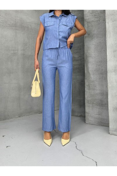 ELBİSHE Women's Short Sleeve Shirt and Pants Set