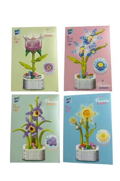 ADIRI SHOP Σετ κατασκευών 4 σε 1 με διακοσμητικά λουλούδια σε μίνι γλάστρες, ...