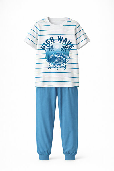 REMSA Set pijamale din bumbac pieptănat pentru băieți 4277 Blue01