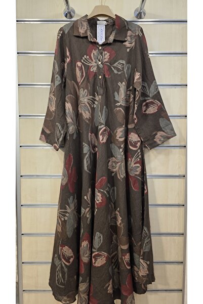 Park Moda Ιταλικό λινό φόρεμα με γιακά πουκάμισο με κοπή