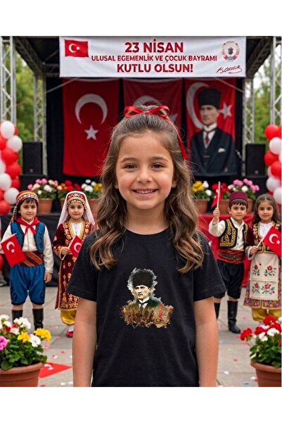 LORVEX Μπλουζάκι από βαμβάκι για παιδιά και ενήλικες με στάμπα ATATÜRK με θέμ...