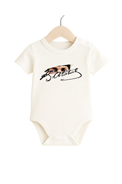 babytex Ataturk Signed Printed Baby Bodysuit – 100% Cotton, Snap Fasteners on...