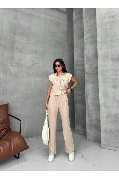 ELBİSHE Women's Short Sleeve Shirt and Pants Set