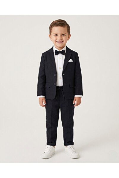 Egelite Boy's 2-9 Years Old 3-Piece Stylish Bow Tie Holiday Suit with Linen J...