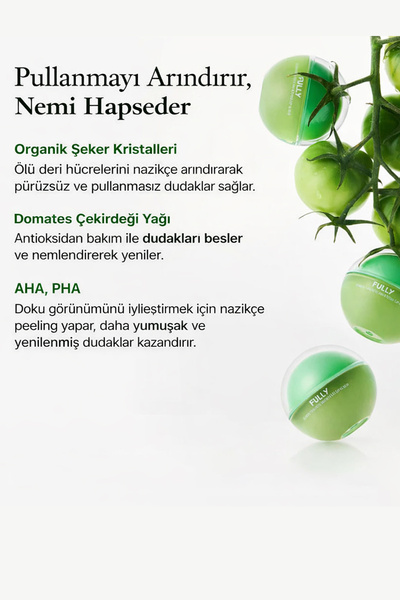 FULLY Green Tomato Smoothie Lip Scrub - Yeşil Domates Şeker Bazlı Dudak Peelingi