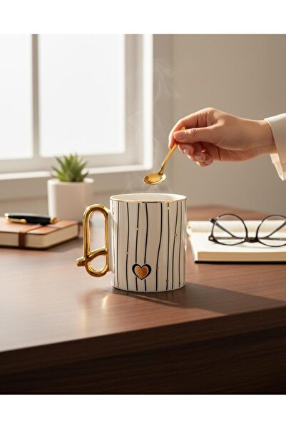 Onedekor Tekli Amour Dore Black Porselen Kupa