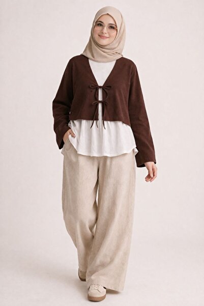 CNG MODA Κοντό πουκάμισο κιμονό με κορδόνια στο μπροστινό μέρος