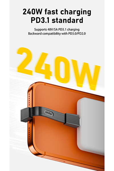 LivX USB-C to USB-C 42mm Kısa Kablo, 240W PD3.1 Hızlı Şarj, 80Gbps Veri Aktarımı, 8K 60Hz OTGB
