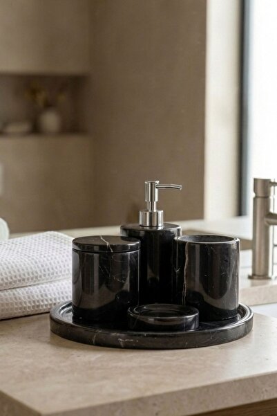 Ellia Soft Arbor 5 Parça Doğal Taş, Mermer Banyo Seti