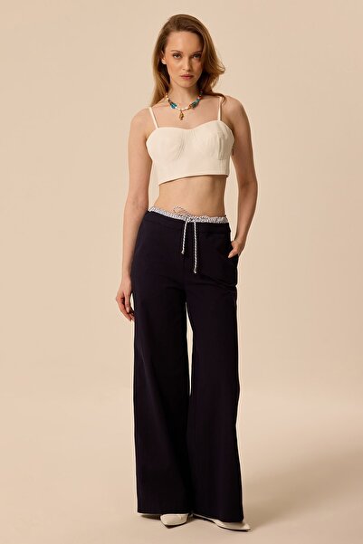 UPGRADE Çizgi Mixli Gabardin Pantolon Lacivert