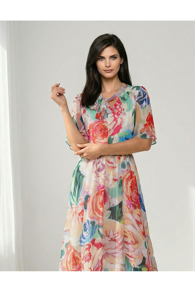 Vessmary Rochie de zi sau de ocazie VSM1004 din voal imprimat