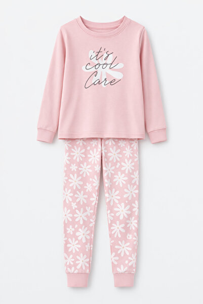 REMSA Σετ Βαμβακερές Χτενισμένες Πιτζάμες για Νεαρά Κορίτσια 6613 Πούδρα