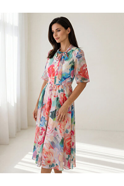 Vessmary Rochie de zi sau de ocazie VSM1004 din voal imprimat