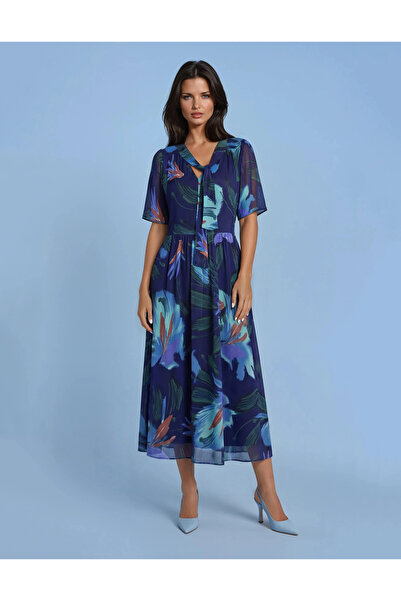 Vessmary Φόρεμα για ημέρα ή επίσημη περίσταση VSM1004 από τυπωμένο βουάλ