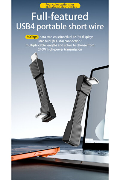 LivX USB-C to USB-C 42mm Kısa Kablo, 240W PD3.1 Hızlı Şarj, 80Gbps Veri Aktar...
