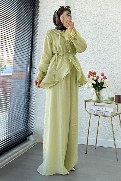 MELEK ARAZ Σετ Παντελονιού Οργάντζα με Λεπτομέρεια Μπροστινής Δέσμης Premium ...