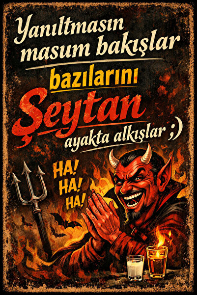 Hayal Poster yanıltmasın masum bakışlar Retro Ahşap Poster 20x30