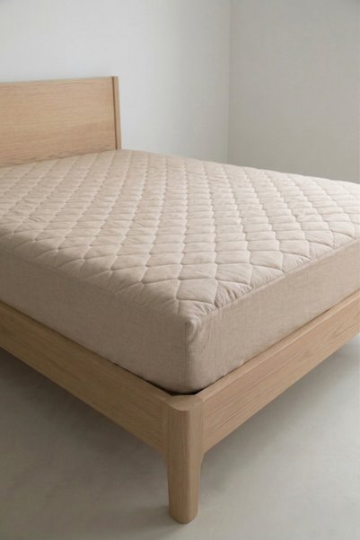 Alez Fabrikası Mattress Pad Cotton Quilted Fitted Full Edge Liquid-Proof Mattress Protector Beige