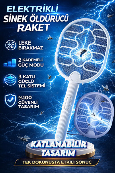 xolo Şarjlı Elektrikli Sinek Raket BYZ505 LED Işıklı Güçlü Haşere Sivrisinek ...