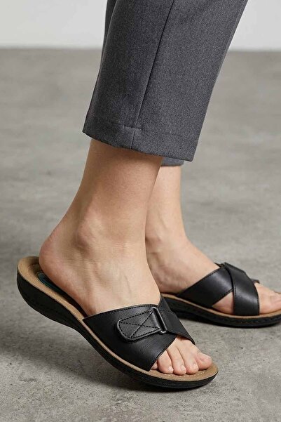 Polaris Γυναικείες μαύρες άνετες καθημερινές παντόφλες - Ανατομική σόλα, καλο...