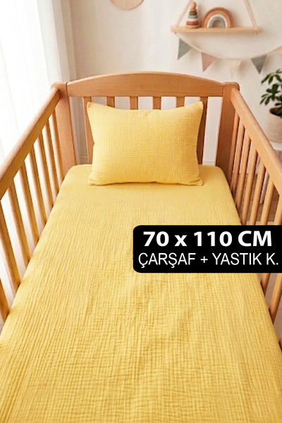 Soho Organics Müslin Lastikli Çarşaf Seti - 70x110 cm | Yatak Yüksekliği 10-1...