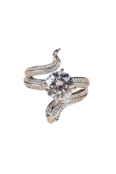 OEM Δαχτυλίδι με σχέδιο εξωτικού φιδιού, επάργυρο 925 και με κρύσταλλα ζιρκον...