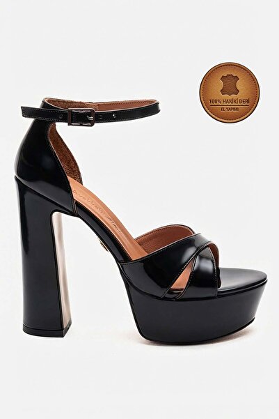 Ayakkabı Ateşi Γνήσιο δέρμα, μαύρο λουστρίνι, χειροποίητα γυναικεία παπούτσια...