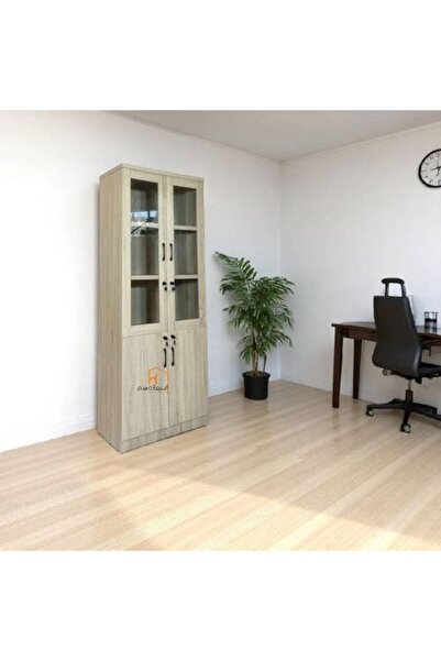 Al Saadah Home رف كتب مكتبي بكمية محدودة مع بابين - بيج - 80×40×200 سم