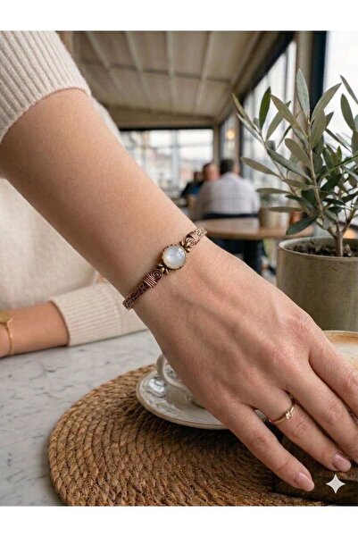 DOĞA KUTUSU White Quartz Natural Stone Women's Copper Bracelet for Gemini, Ar...