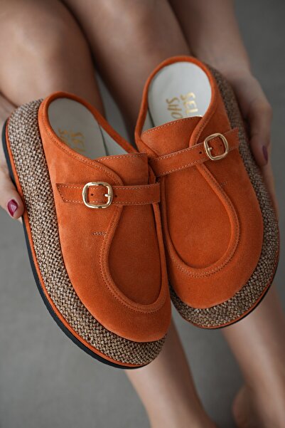 selin shoes Γυναικείες παντόφλες Luvira από γνήσιο δέρμα με χοντρή σόλα και χ...