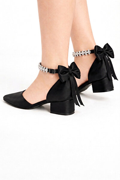 CRAFT MODA Σατέν κομψά γυναικεία παπούτσια με παπιγιόν, λουράκι στον αστράγαλ...